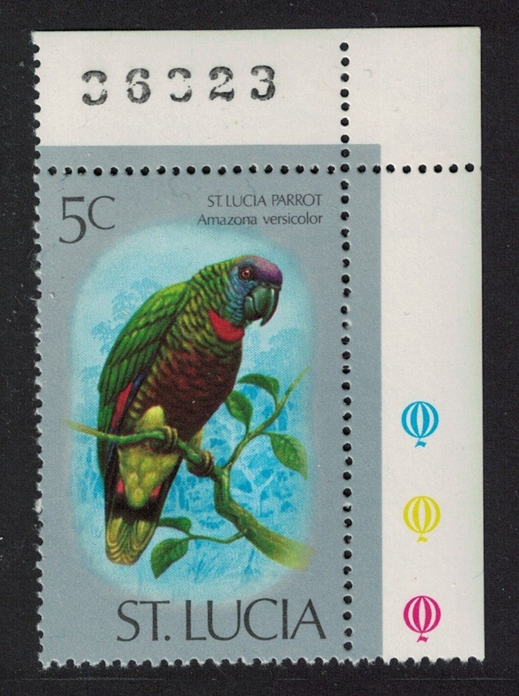 St. Lucia Amazon St Lucia Parrot Bird 5c Corner 1976 MNH SG#418