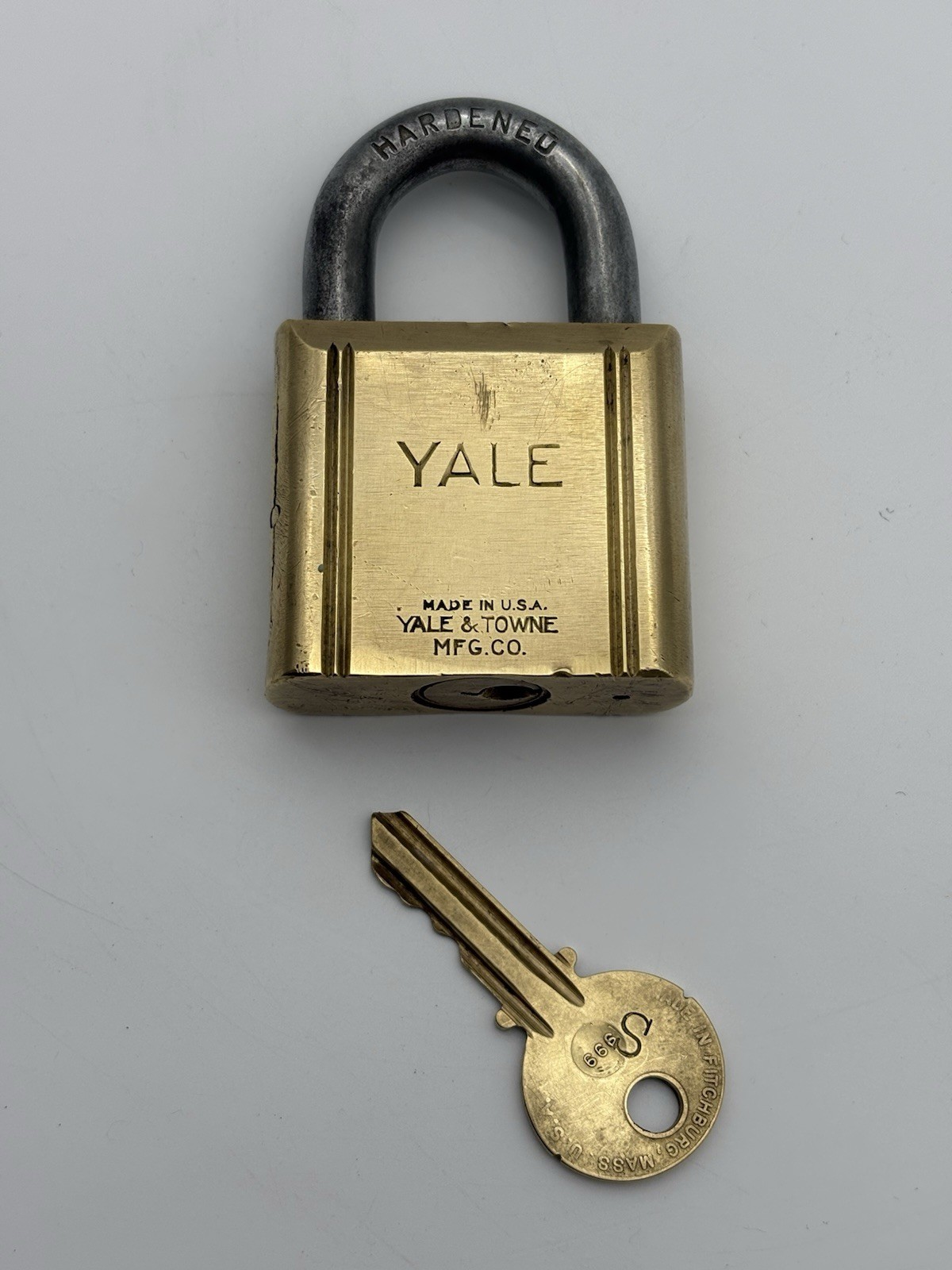 Vintage Brass Yale & Towne High Grade Pin Tumbler Padlock with Key