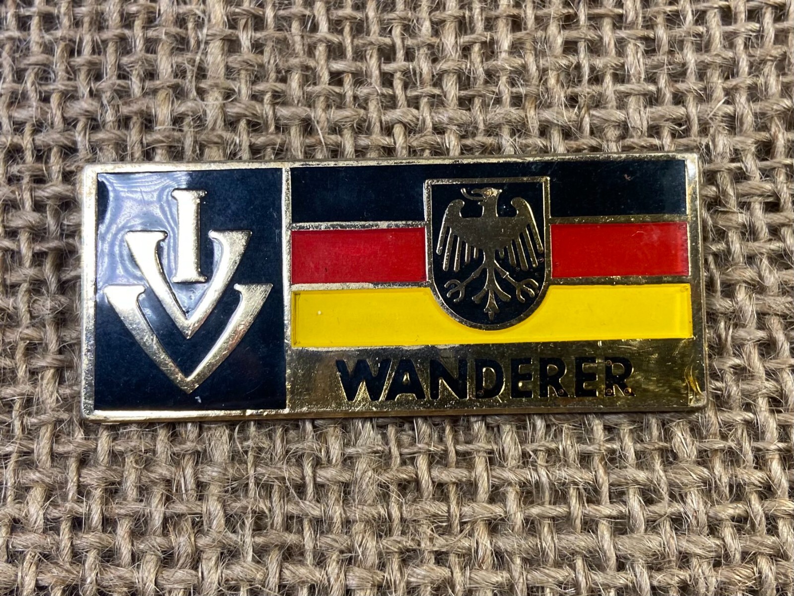Vintage Wanderer IV Hiking Badge – Germany Flag Pin Pforzheim Eisingen