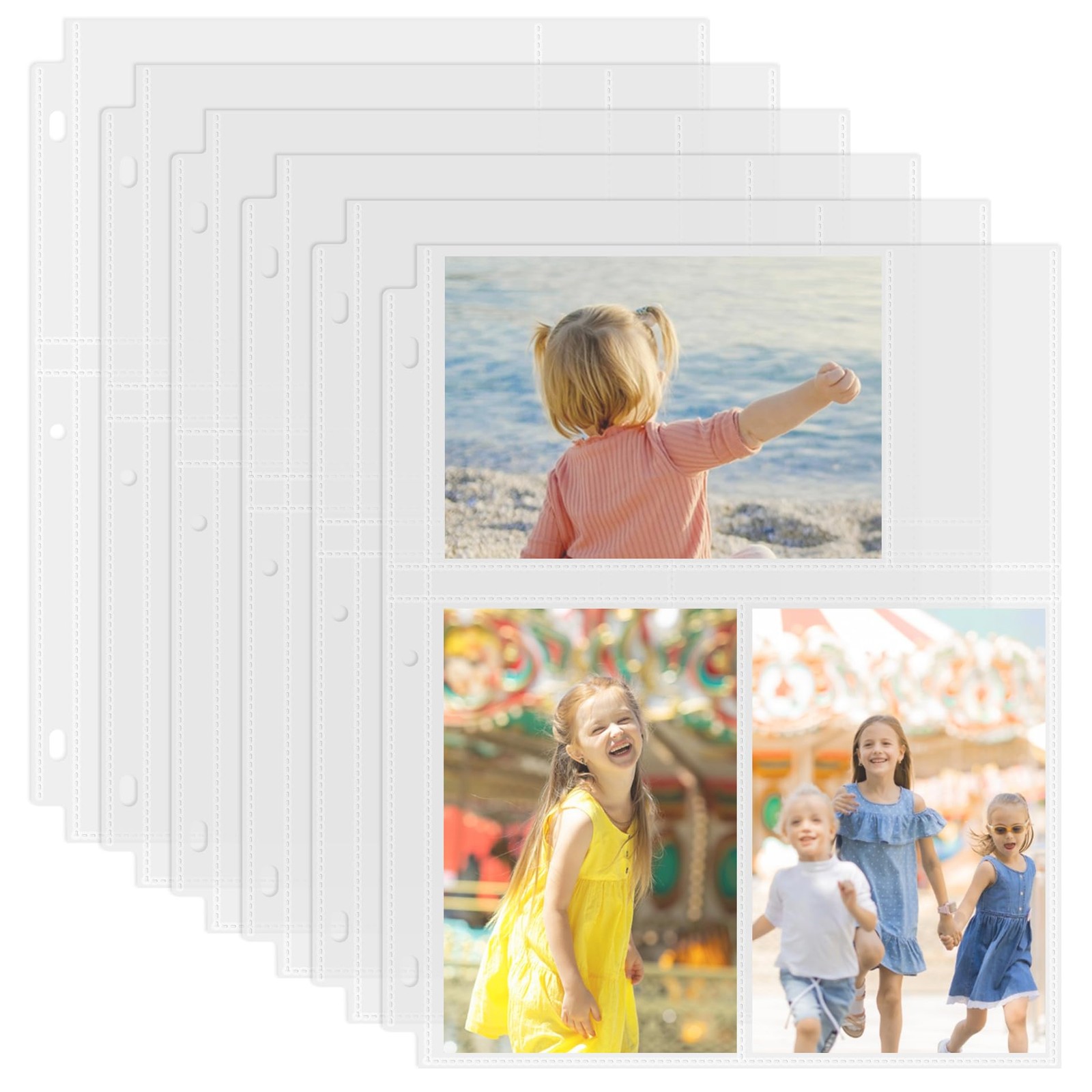 Aegero 50 Pack 4 x 6 Photo Sleeves for 3 Ring 4x6inch-3pocket, Clear 