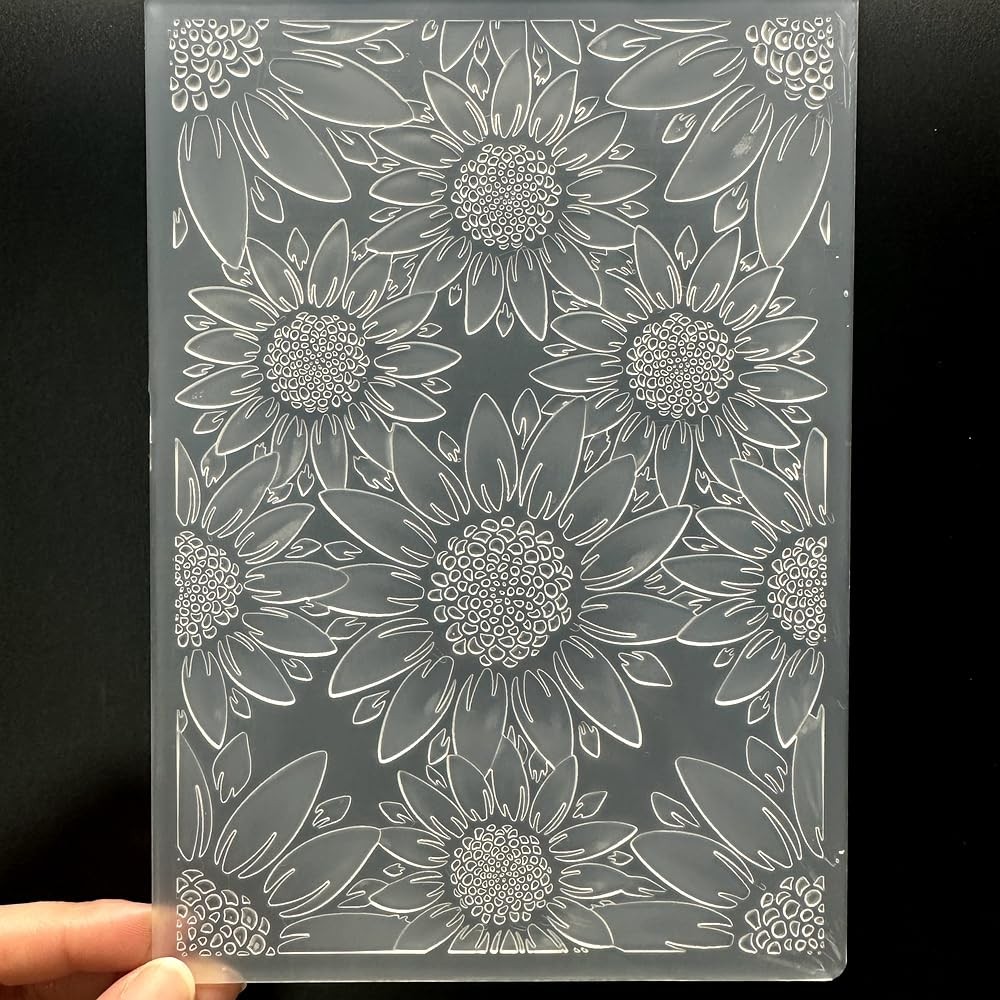 3D Plastic Embossing Folder Template Stereoscopic Sunflower Texture 5X7 Inch for