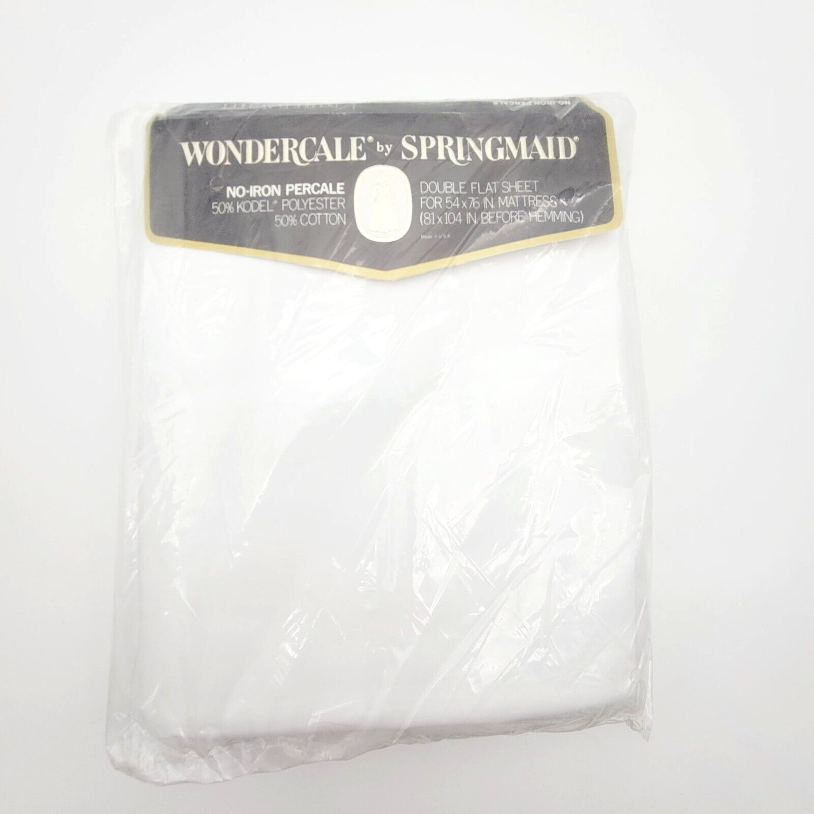 Vintage Wondercale Springmaid  Percale Double Size Flat Sheet White 81 X 104