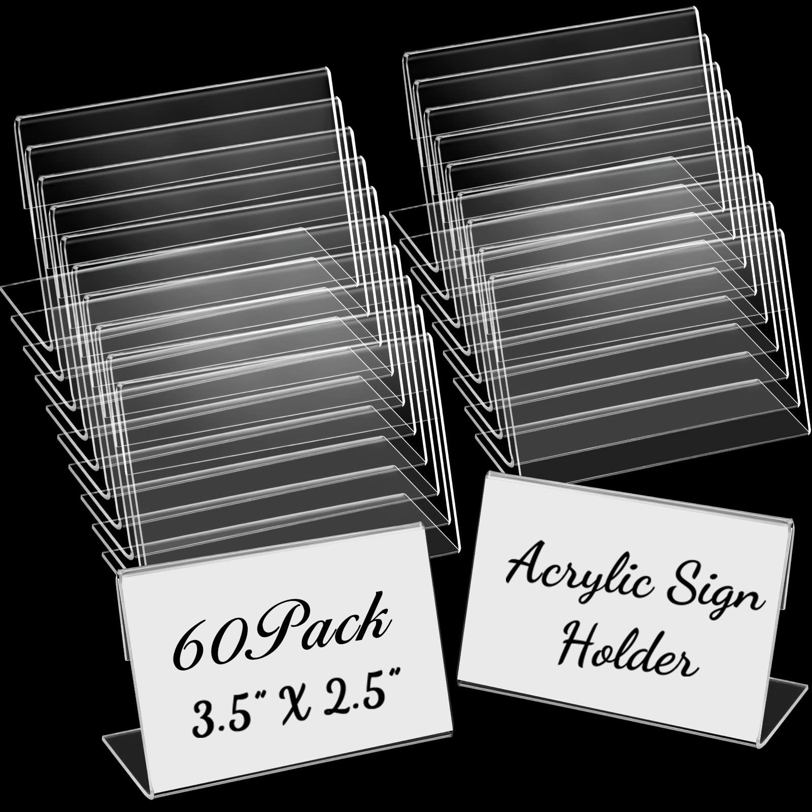 Vicenpal 3.5x2.5" Acrylic Sign Holder Slant Back Clear Picture Frame 100-Pack