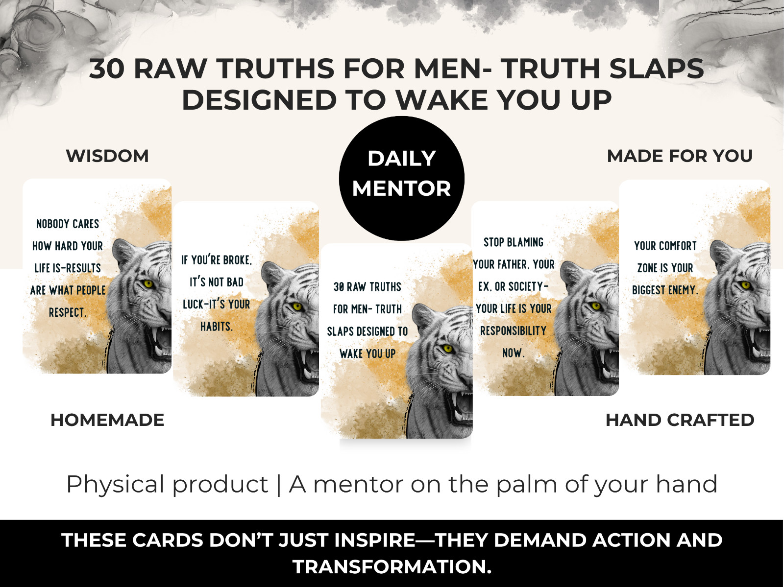 30 Raw Truths Cards for Men Truth Designed to wake you up, Daily Mentor