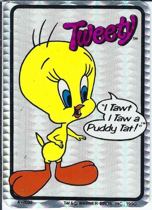 Vintage 1990 Looney Tunes TWEETY Vending Machine Prism Sticker 90s