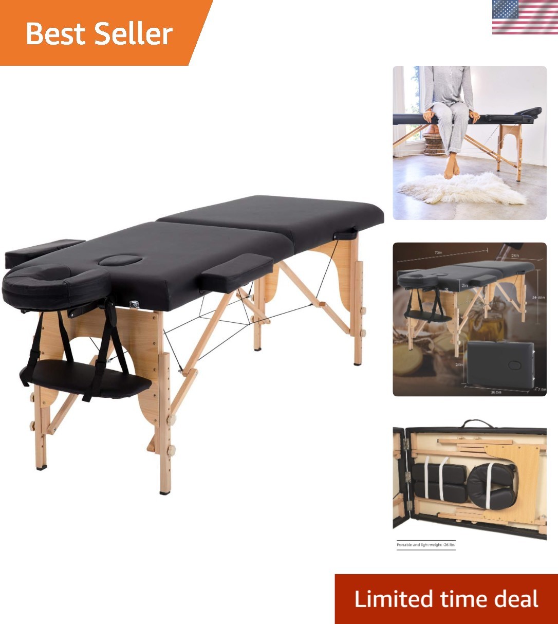 Lightweight Portable Massage Table - Adjustable & Soft, Perfect for Estheticians