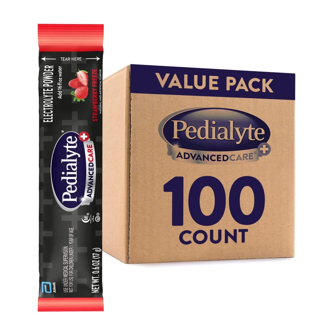 Pedialyte AdvancedCare Plus Electrolyte Powder 100 Count Electrolytes PreActiv