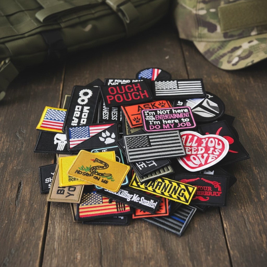 20 Piece Tactical Morale Patch Set - Unique Embroidered Hook & Loop Patches