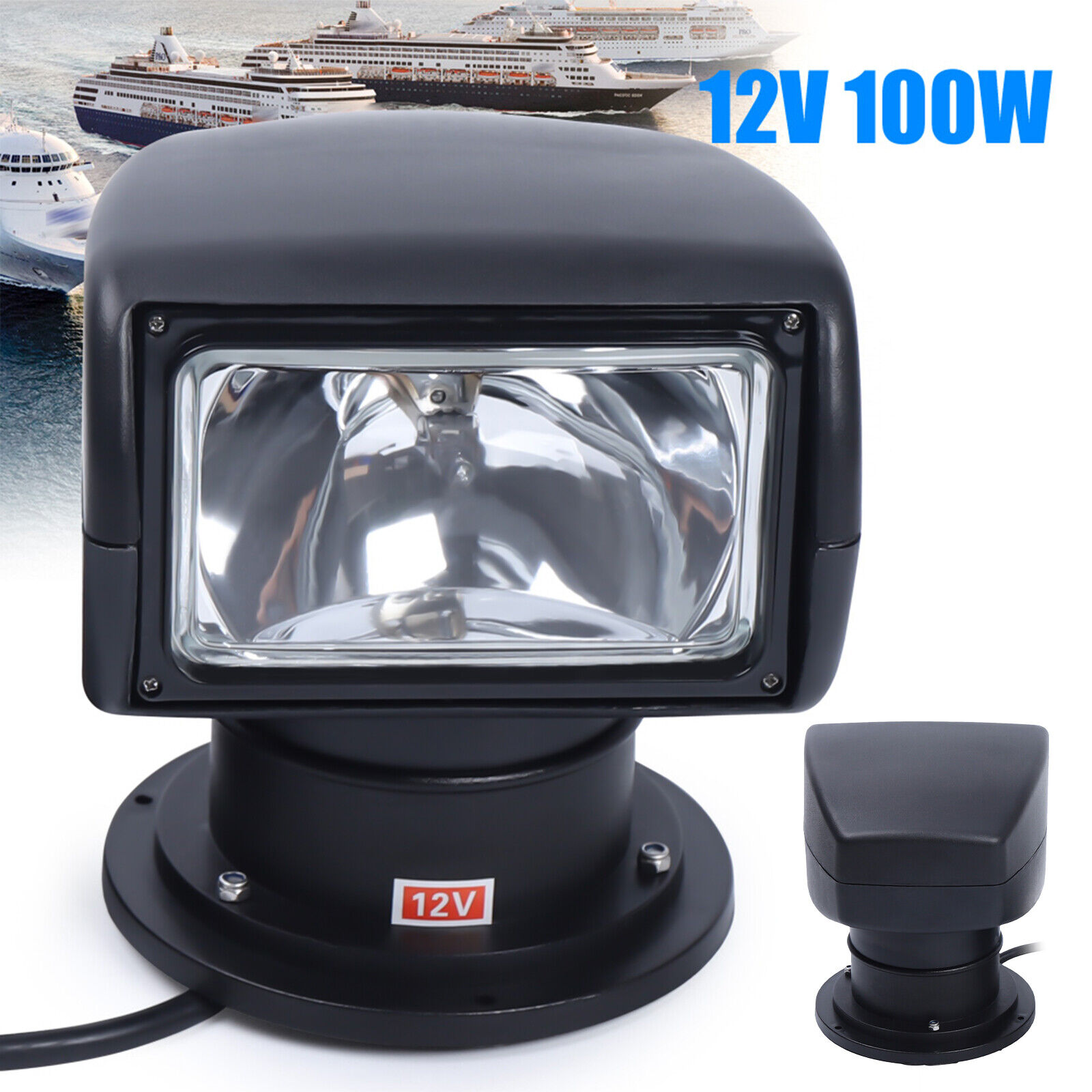 100W Remote Control Marine Boat Car Truck Searchlight Spotlight 12V 100W Bulb US