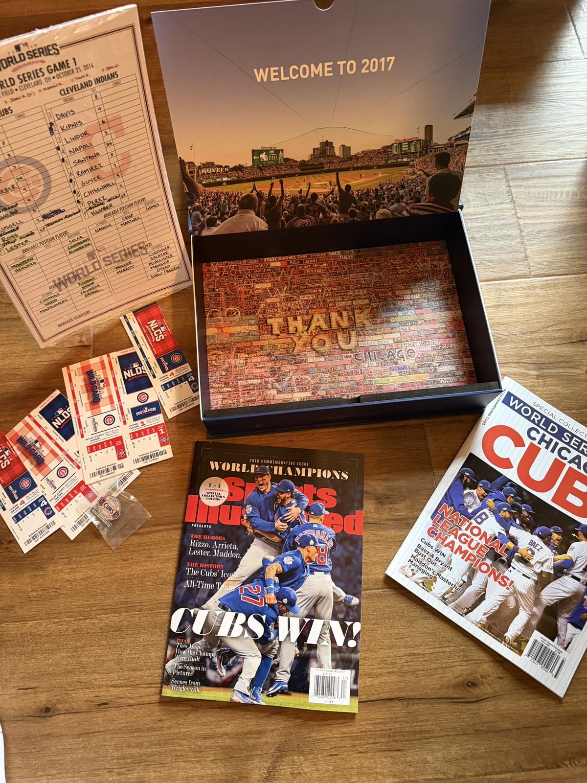 Chicago Cubs Replica 2016 World Series Line Up Card Set STH and more 