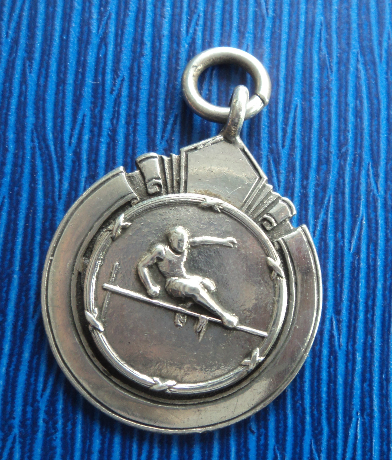 Vintage UNUSUAL Sterling Silver Athletic Medal  -  High Jump h/m 1946 