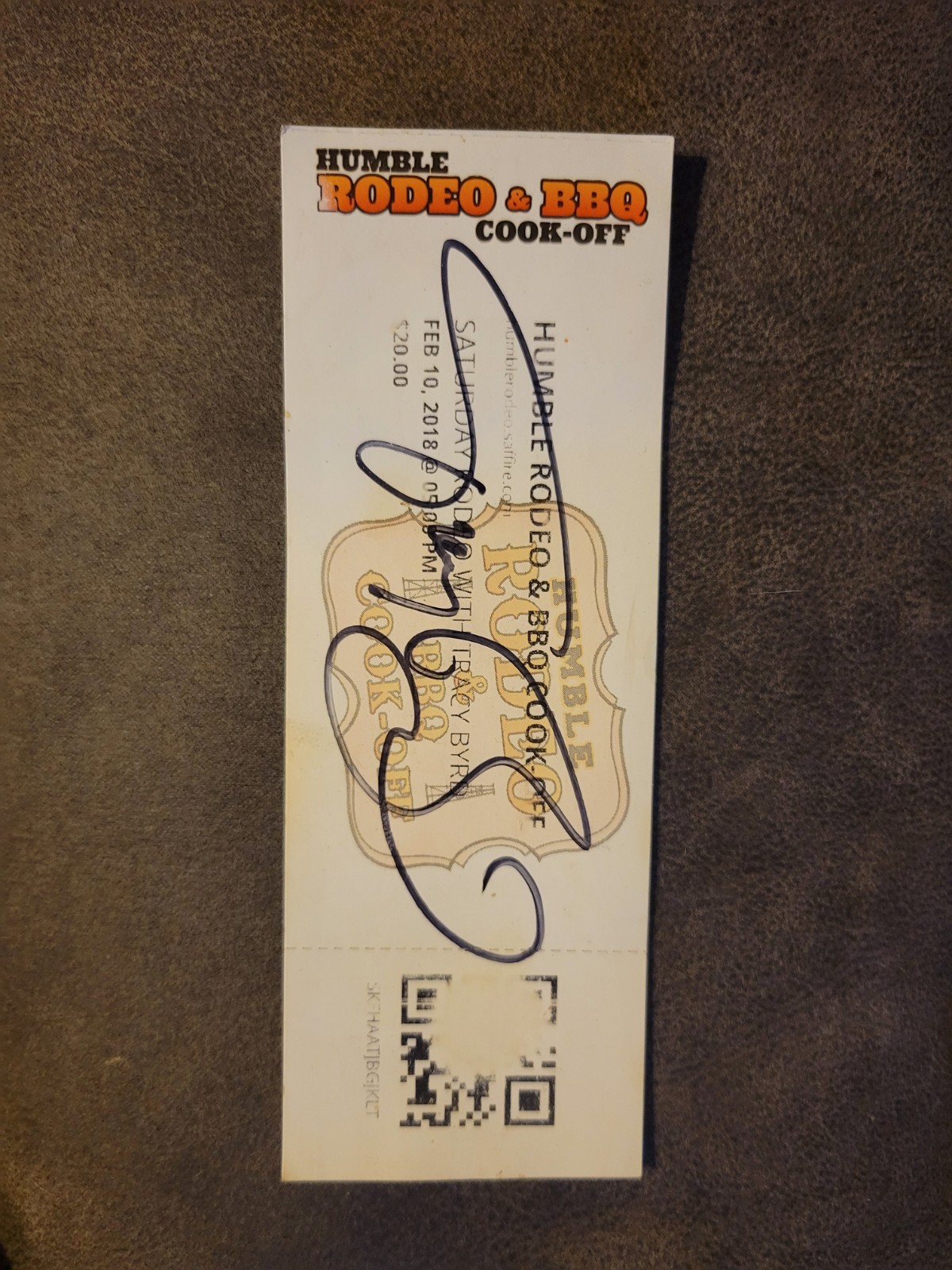 Signed Humble Rodeo And BBQ Cook-off With Tracy Byrd 2018 Ticket Stub