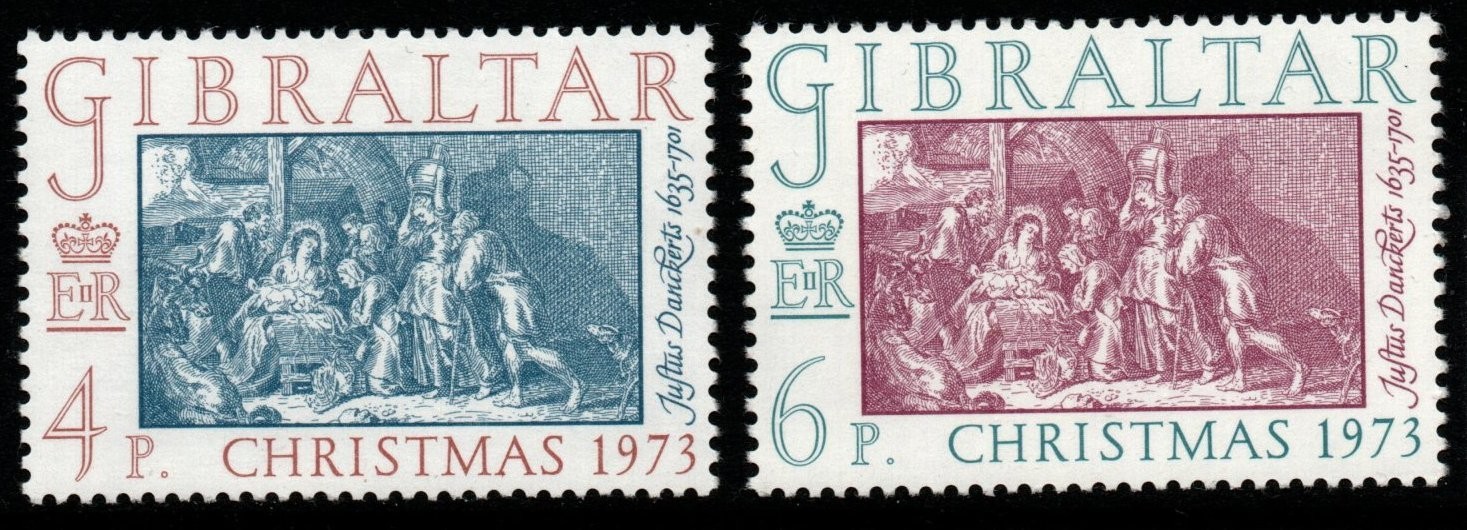GIBRALTAR SG321/2 1973 CHRISTMAS MNH