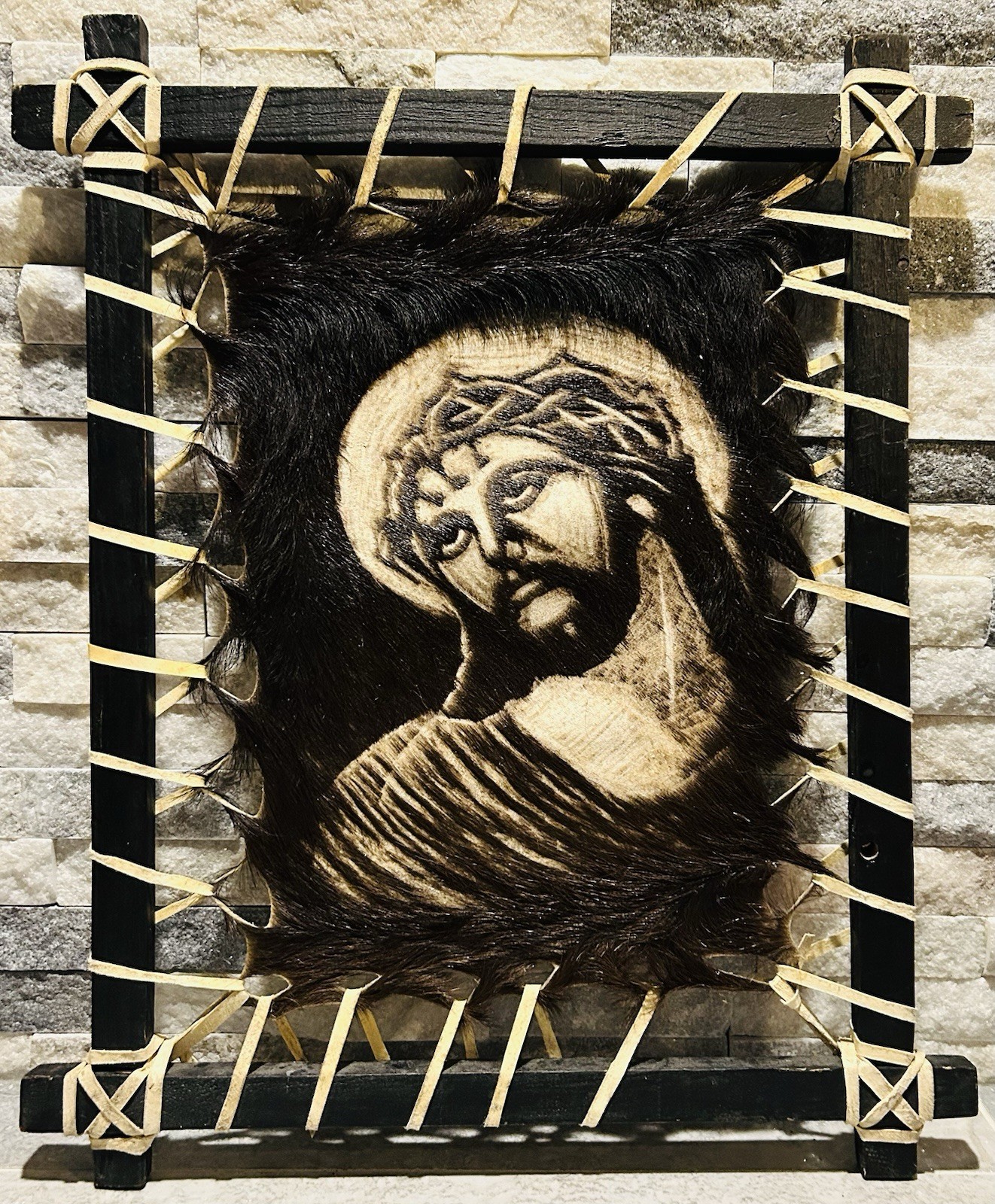 Cow Hide Jesus Portrait