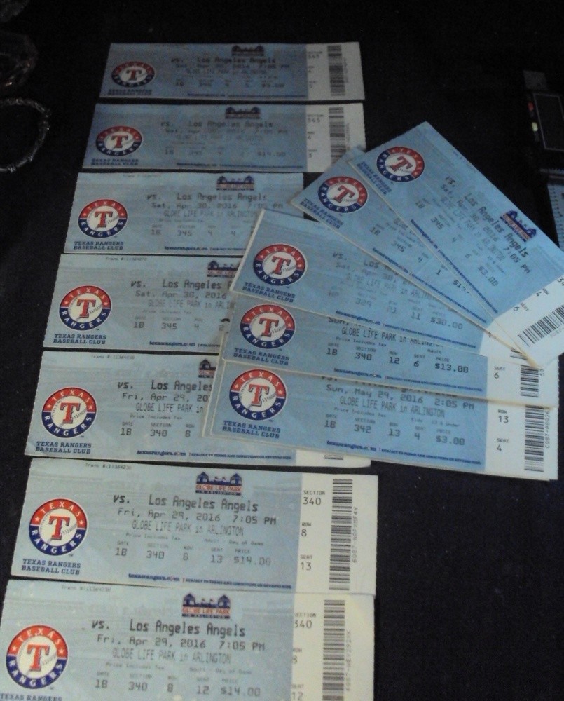 Texas Ranger tickets  lot of 23 2015 2016 2017  various dates A5