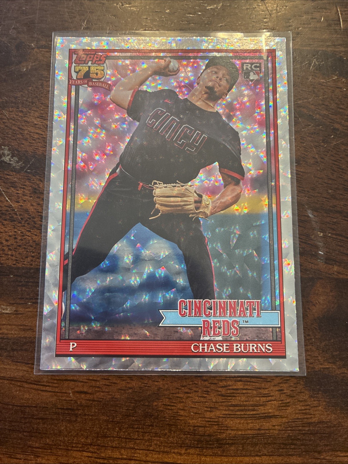 2026 Topps Series 1 Chase Burns RC Silver Crackle Foil 1991 Topps #T91-73 Reds