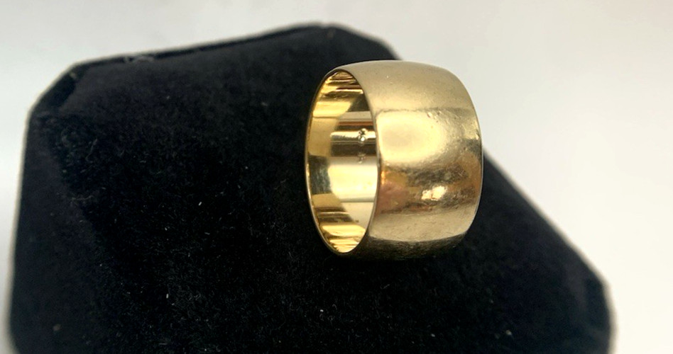 10k Gold Wedding Band Ring,Xwide9.7mm, 5.4g, Sz6.25, by YE, FREEgfBx$5Value