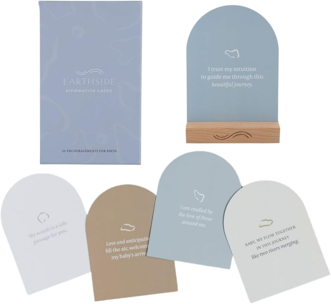 Affirmation Cards for Women Pregnancy - Set of 25 Positive Affirmations with Woo