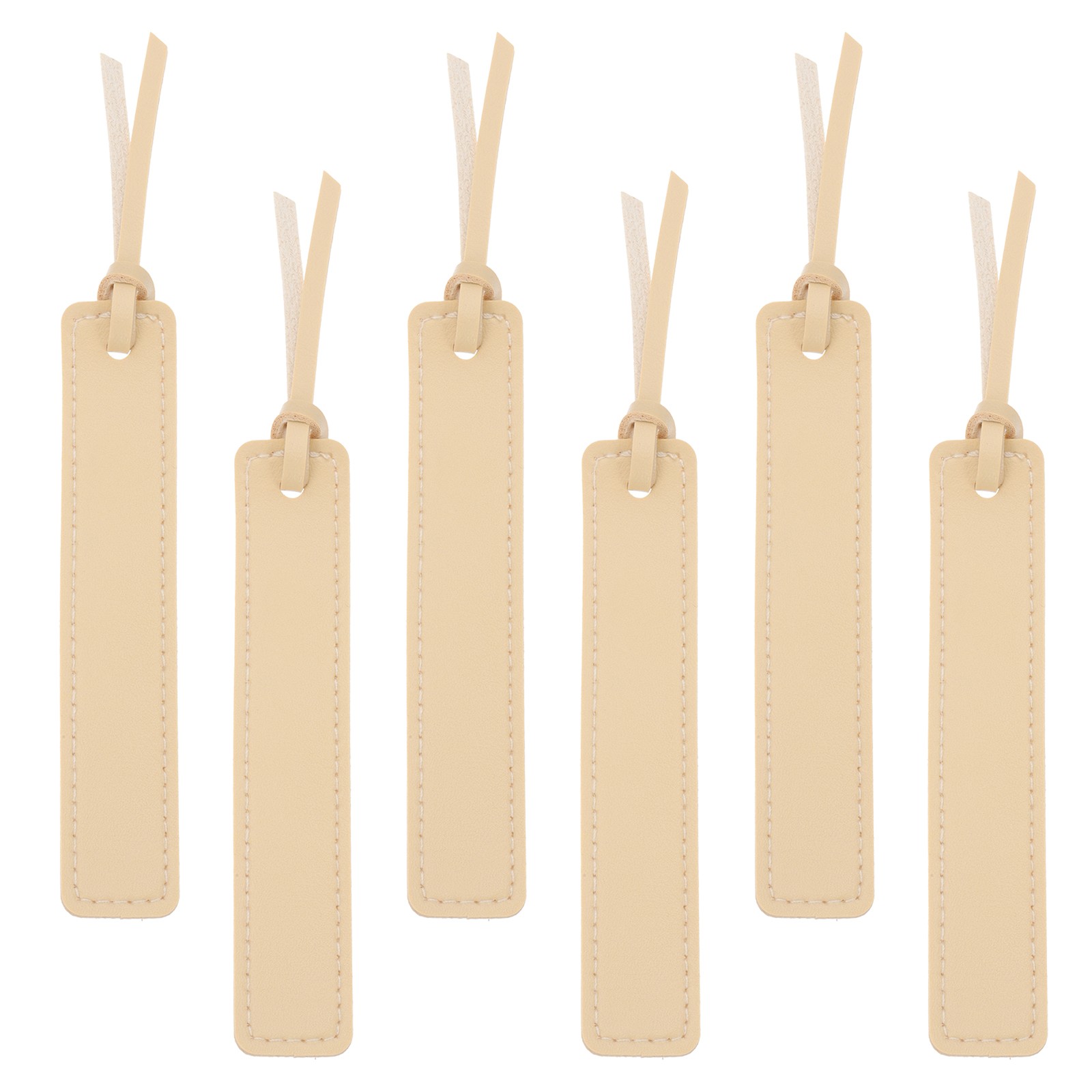Leather Bookmarks, 6Pcs Rectangle Book Marks Page Markers, Beige