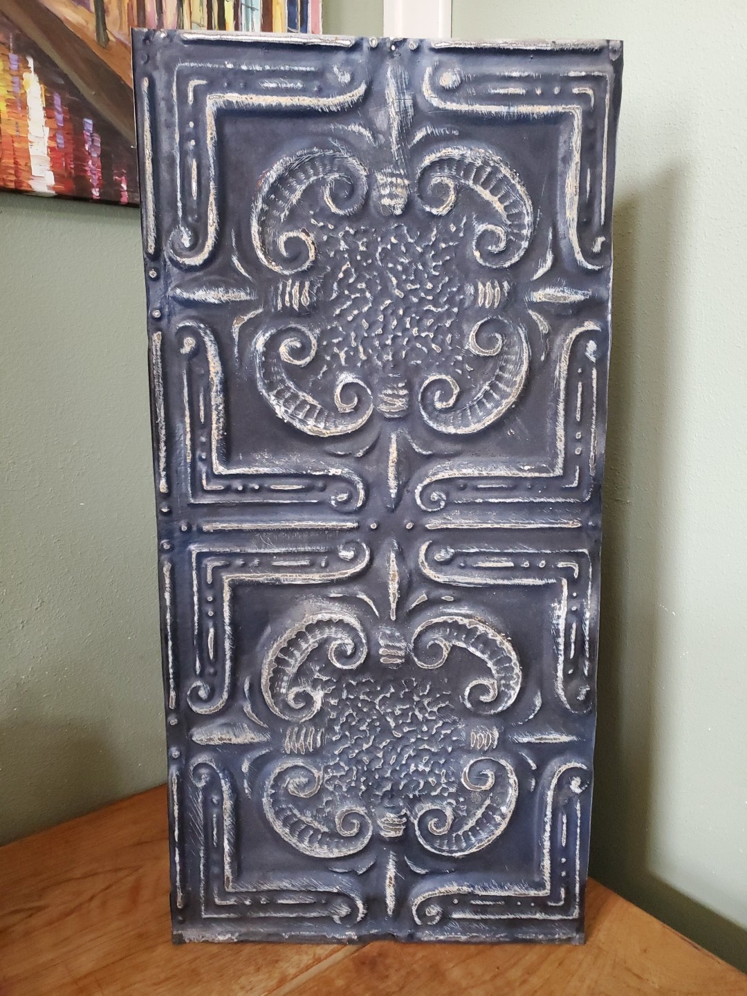 Vintage Ceiling Tin for crafts patch work home decor  24”x11”