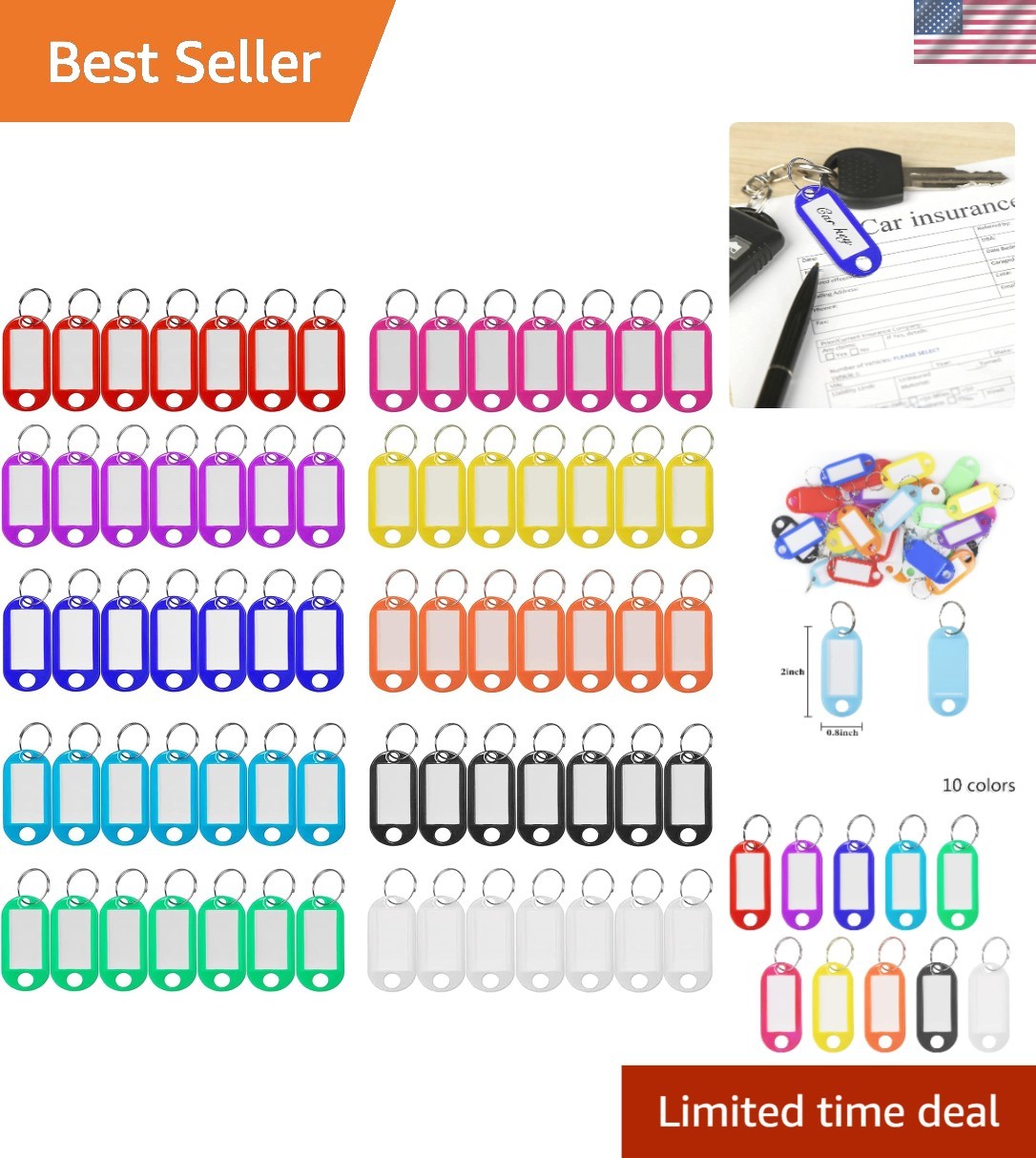 Bulk 220 Pcs Key Identifiers with Clear Label Window - Ideal for Home & Travel