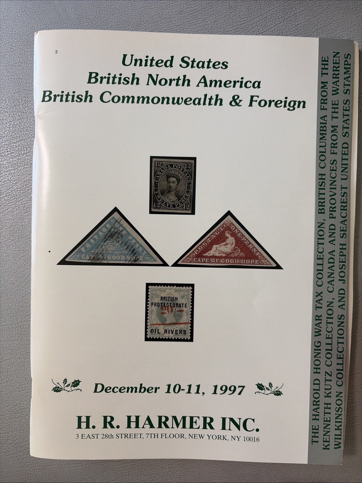 Dec 1997 H. R Harmer Auction Catalog US British N America & Commonwealth Foreign