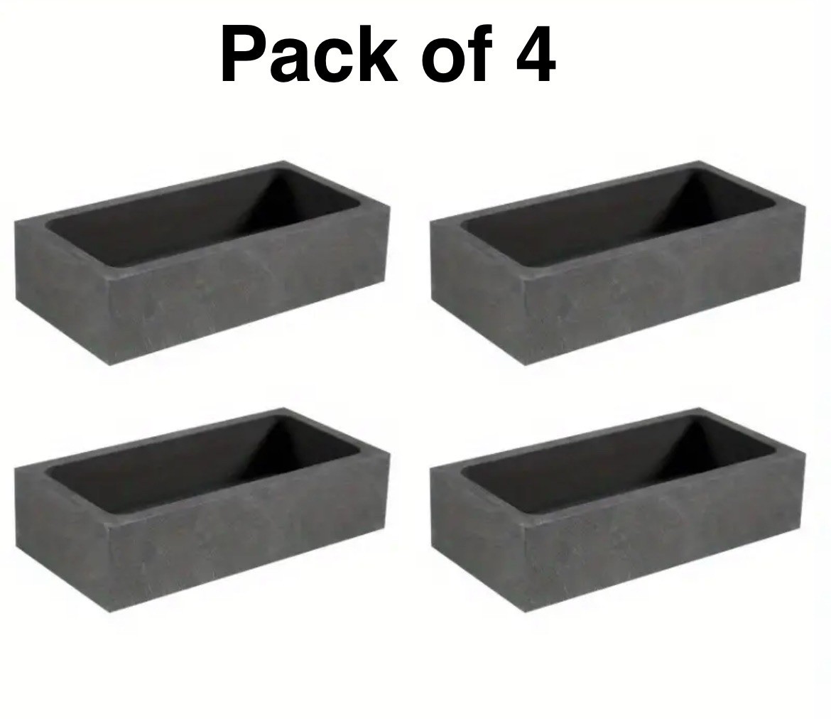 4 Pk - 2.2 Lb (1 kg) Graphite Ingot Mold for Gold Silver Copper Aluminum Lead