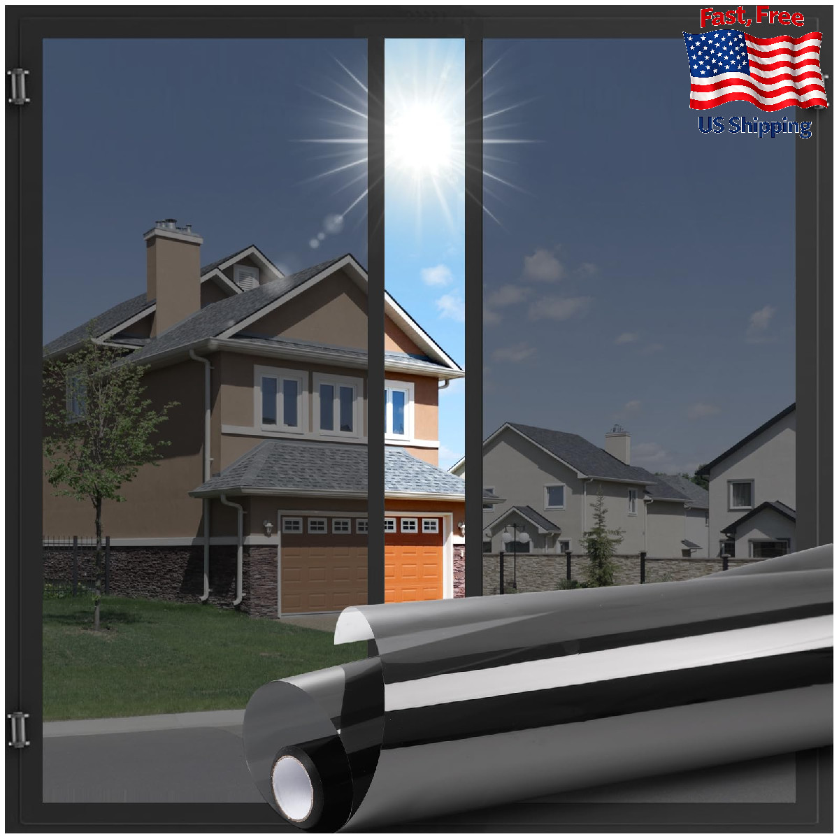 LUTE One Way Window Privacy Film Sun Blocking UV Heat Control Reflective Mirror