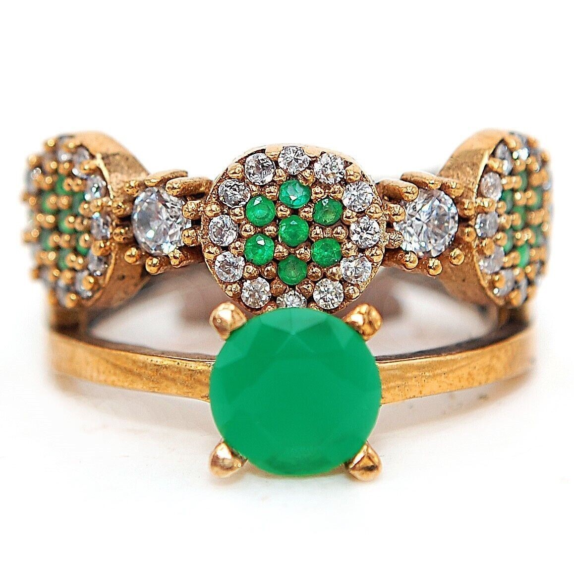 Ottoman Empire Style 2CT Treated Emerald 925 Sterling Silver Ring Sz 7.5 HB2-6