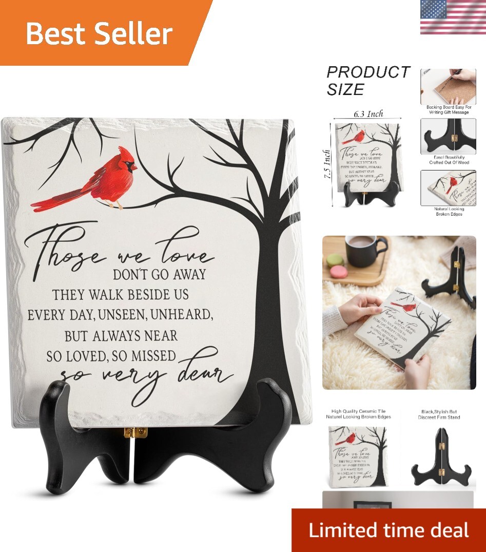 Elegant Cardinal Memorial Gift - 6x6 Ceramic Plaque for Sympathy & Remembrance