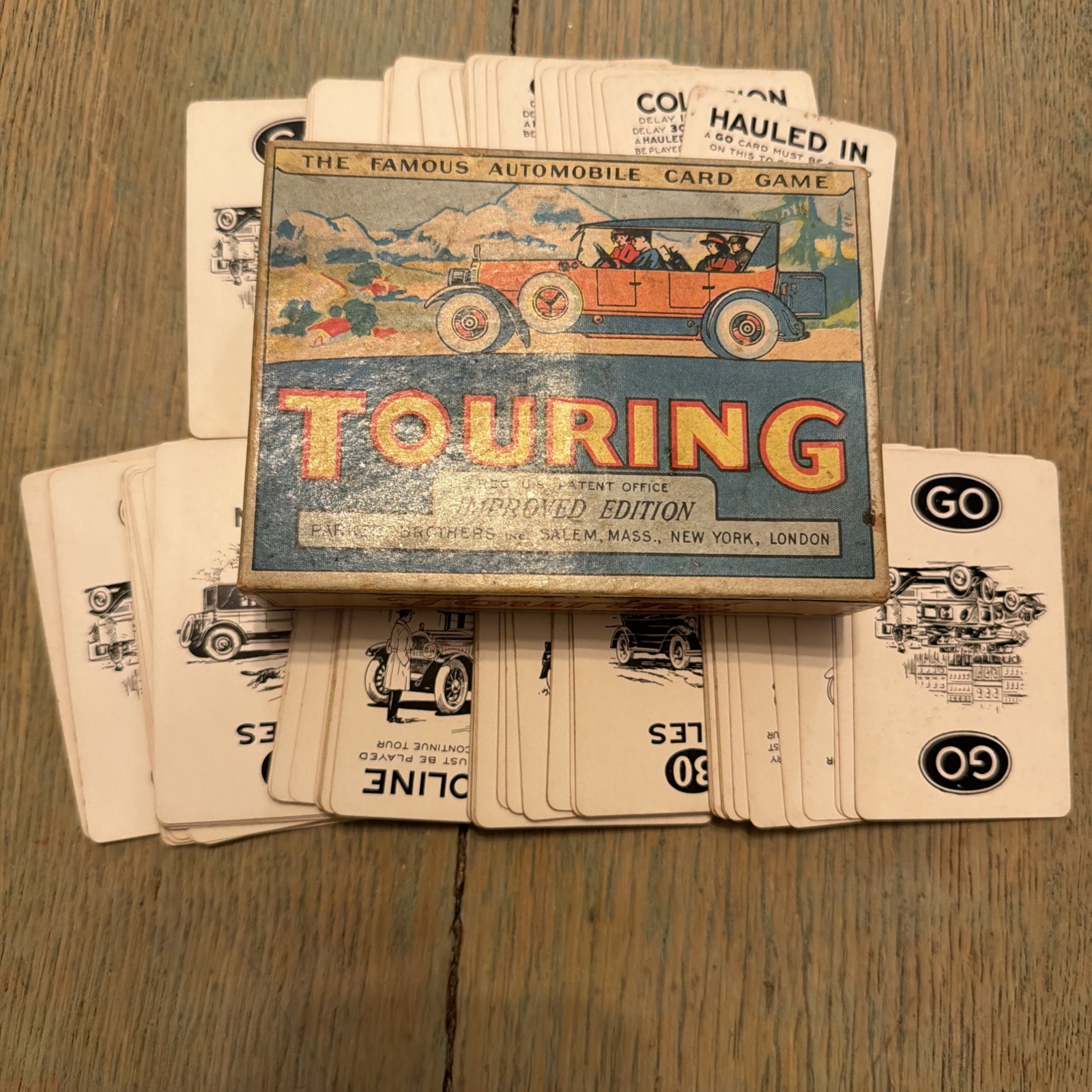 Vintage c.1926 Parker Brothers Touring Automobile Card Game W/Box & instructions
