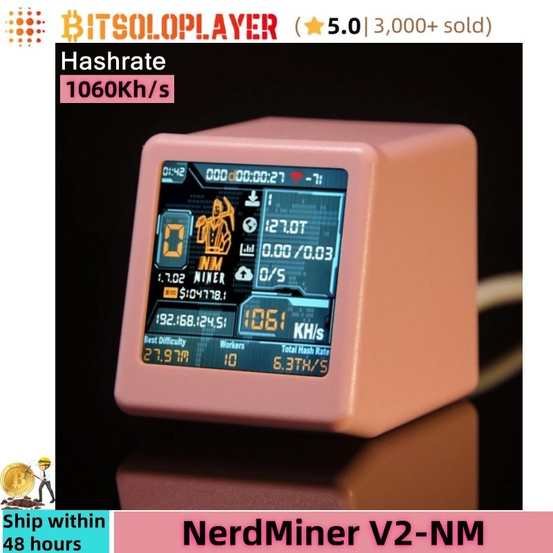 Upgraded 1060Kh/s NerdMiner NM-TV BTC Lotto Miner Bitcoin Solo Mining Machine
