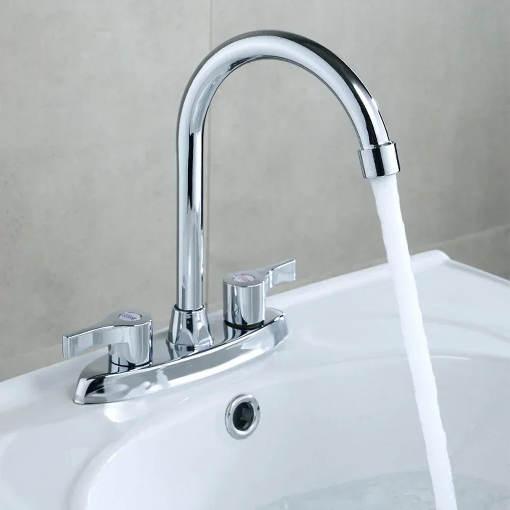 1pc Brass Double Hole Handle Faucet Rotary Basin Sink Mixer Tap Water Mixer