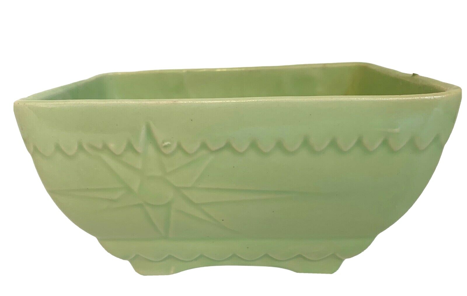 Morton Pottery MCM Pottery Planter USA Star design Art Deco MP-206