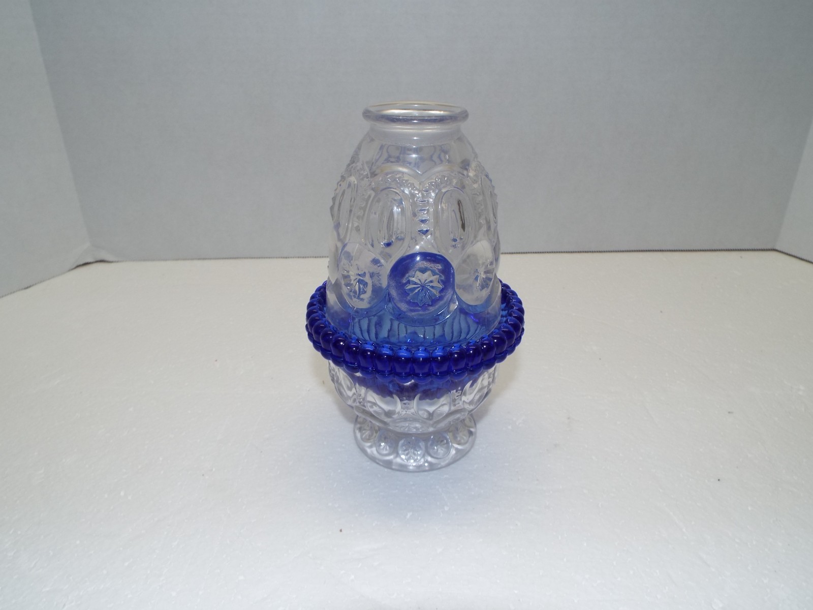 Weishar Moon & Star Crystal With Cobalt Blue Center Glass Fairy Lite