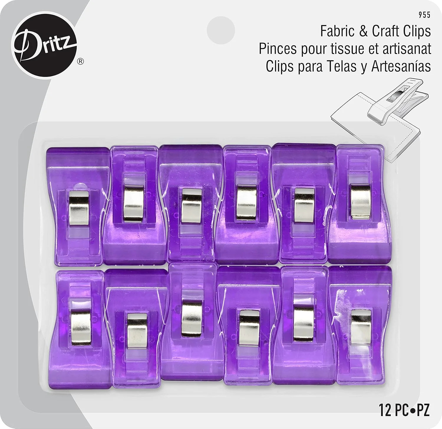 Dritz Fabric Clips Purple - 12 count