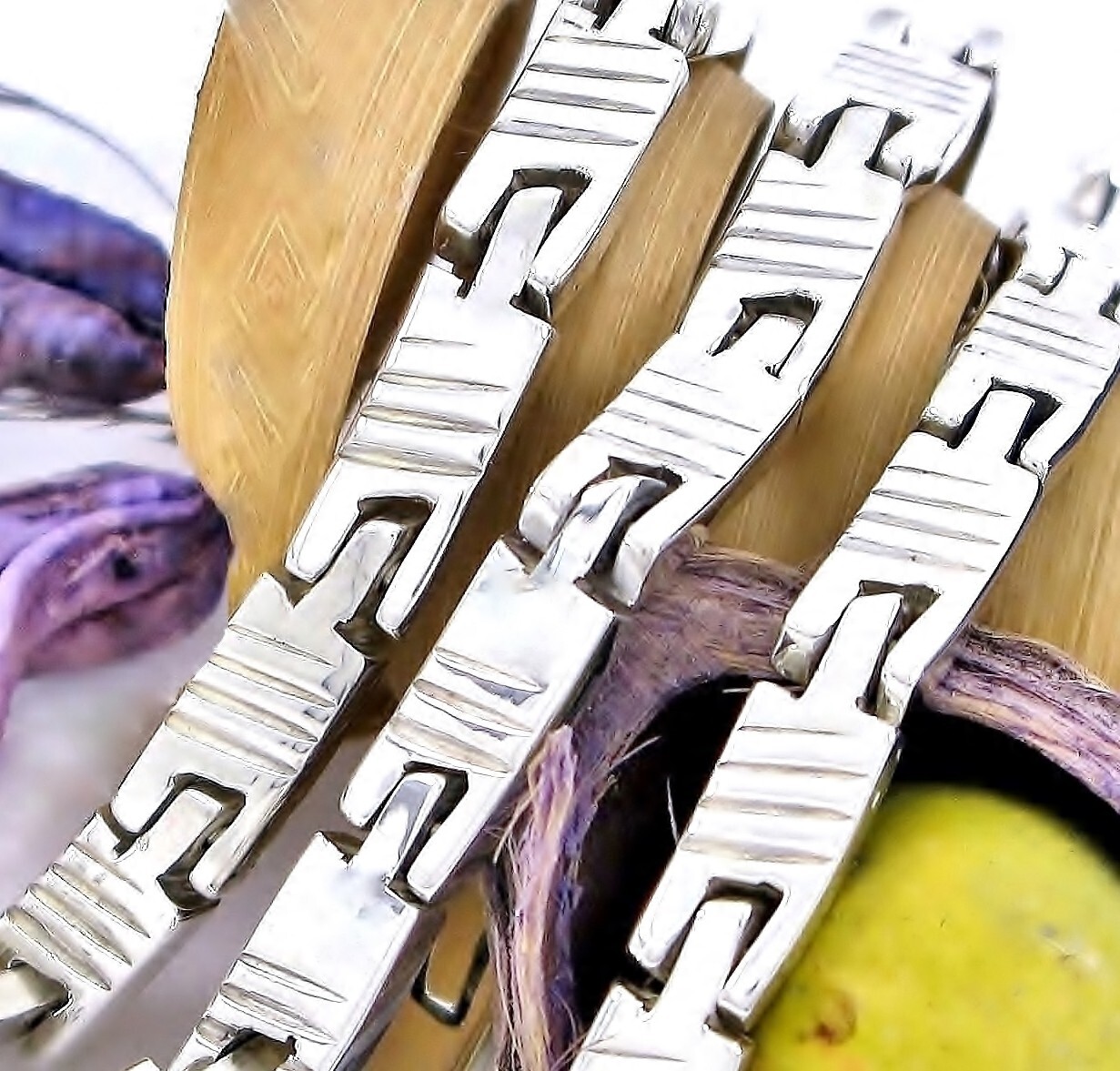 Mexico Sterling Silver 925 Engraved Tribal Link 16.5" Necklace 51.4G