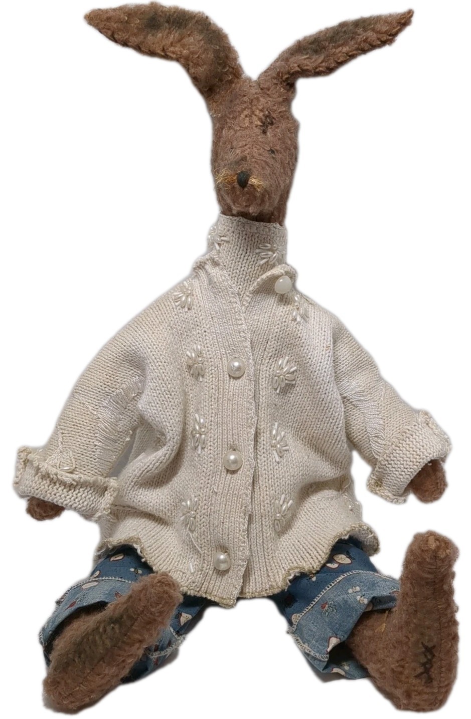 Primitive Handmade rabbit bunny Doll Folk Art Handmade Cottage Core Americana