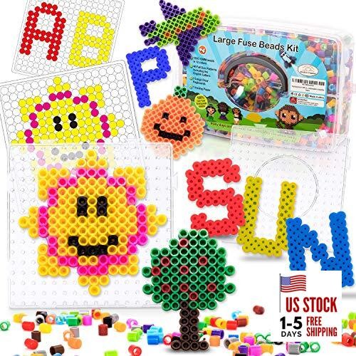 Fuse Beads kit of 1500 Large 10MM Melty Beads Perfect for Ages 4-7 with 48 