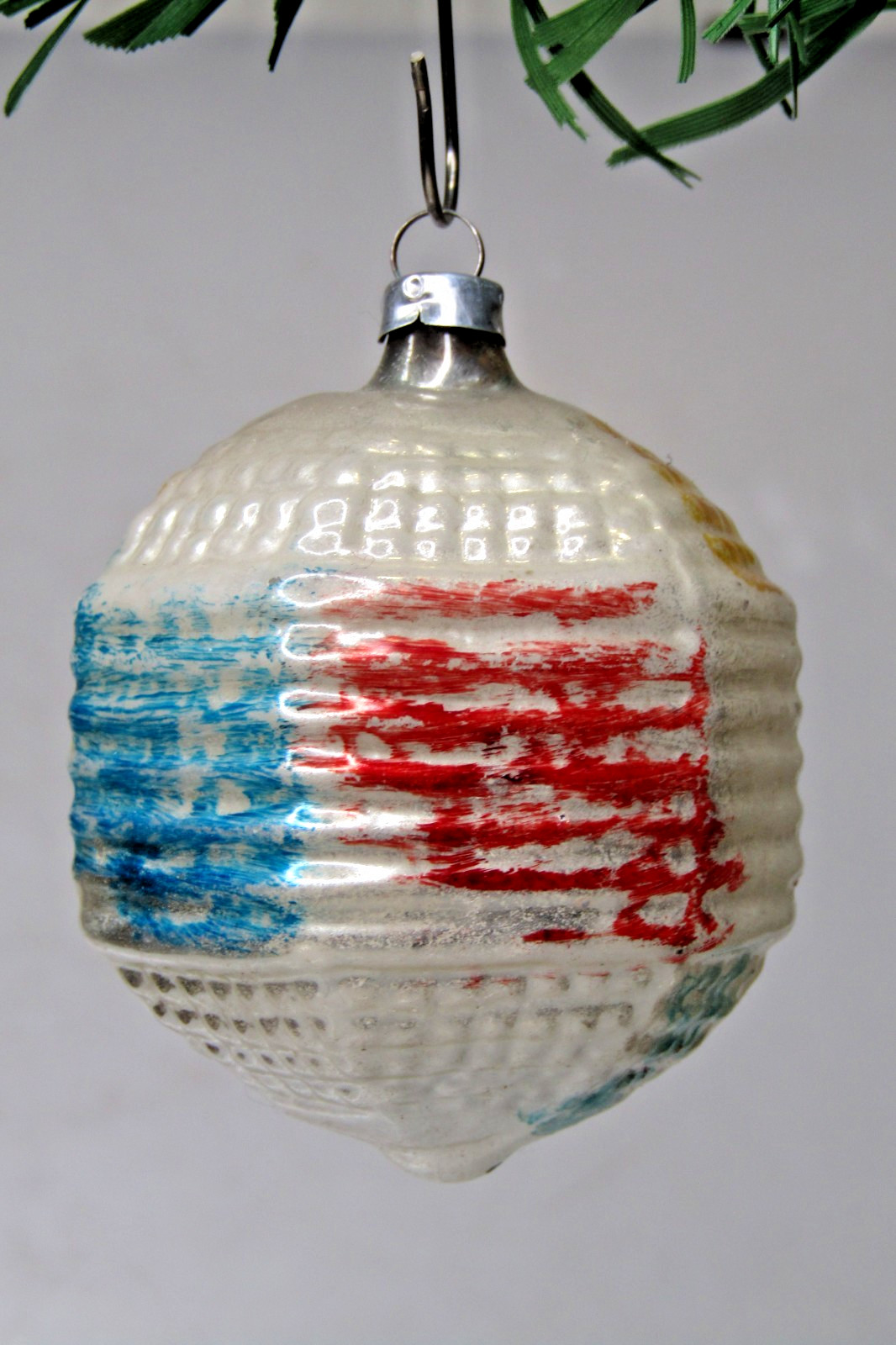 Vintage Glass Faceted Bumpy Color DROP DIAMOND Shape Christmas Ornament Germany