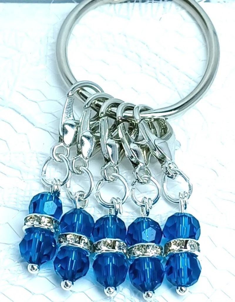 MikieLou Stitch Markers PremiumBlue Faceted CRYSTAL Rhinestones Knitting Crochet