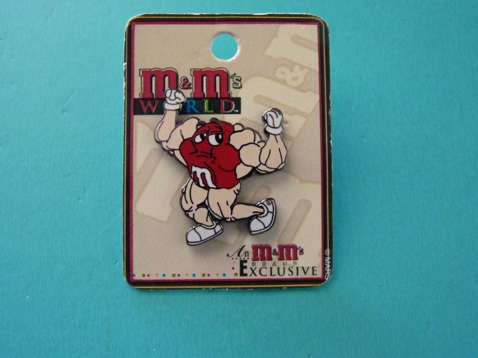 M&M's World Collectible Lapel Pin - Red M&M Muscled Up Buff RARE