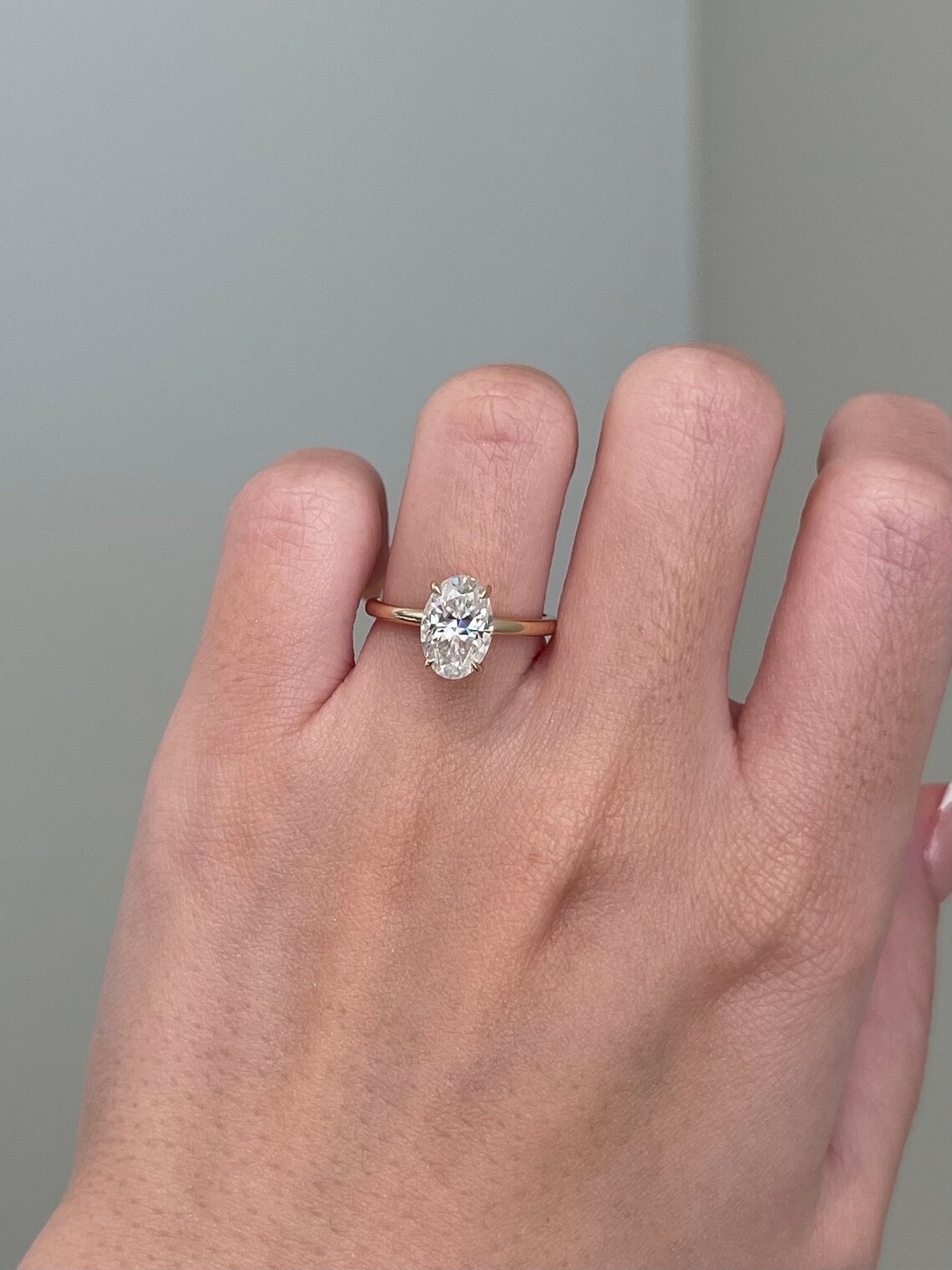 2Ct Oval Cut Lab Grown Diamond 4-Prong Solitaire Engagement Ring 14k Yellow Gold