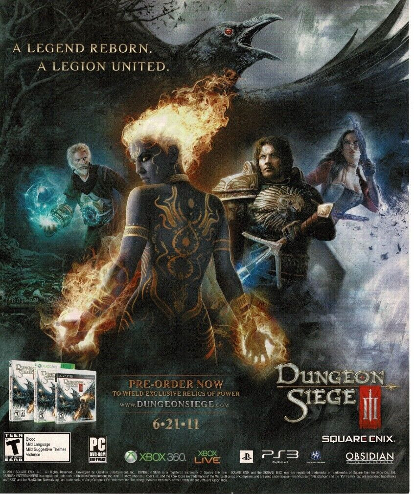 2011 Dungeon Siege III Video Game Vintage Print Ad