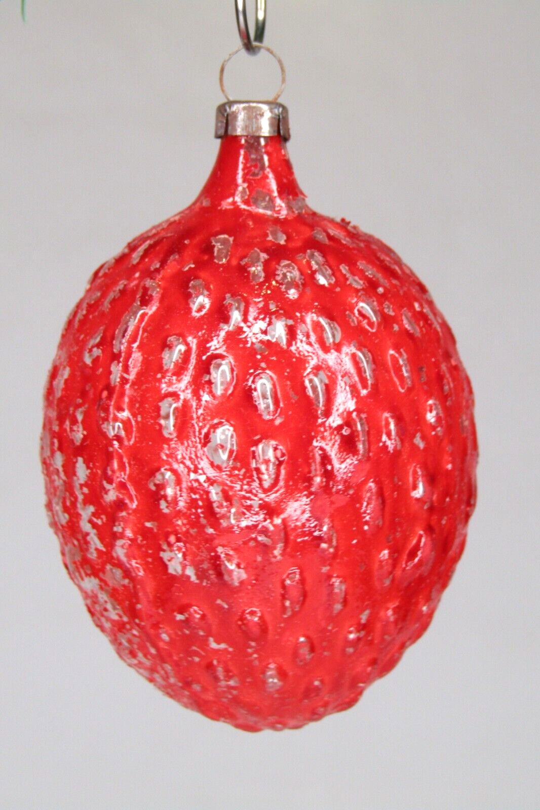 Vintage Antique Blown Glass Red Strawberry BERRY Christmas Ornament Germany