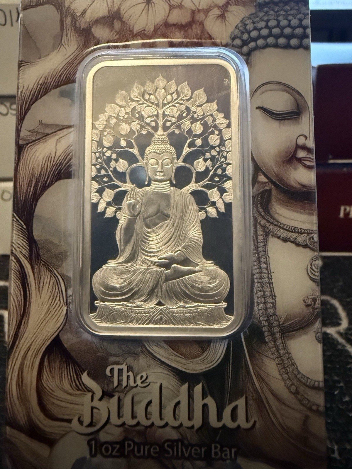 2025 Pamp Suisse 999 Silver The Buddha 1 oz Silver Bar in Assay Card W/ Sleeve