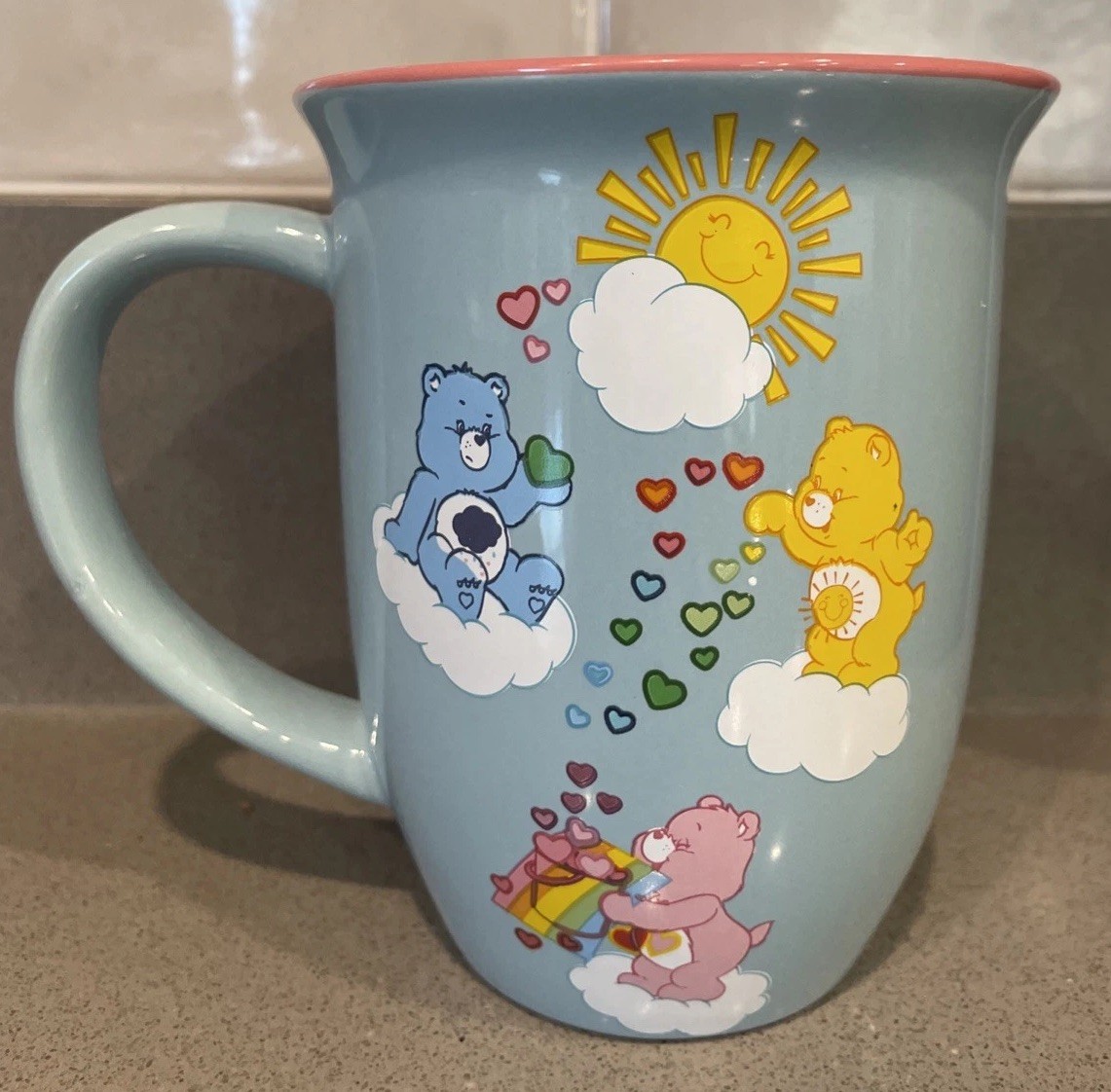 Care Bears Mug Silver Buffalo 2024 Coffee Cup Rainbow Hearts Sun Cloud