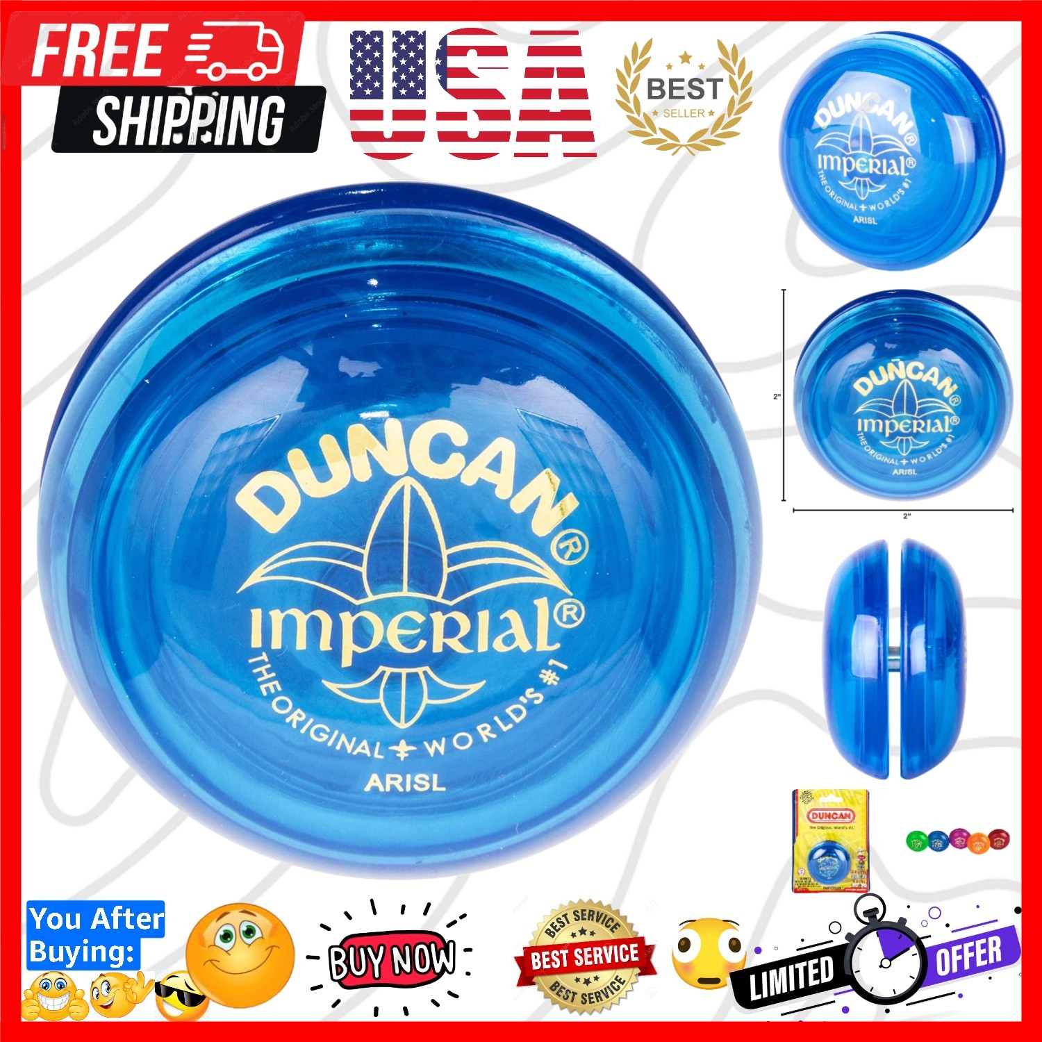 Toys Imperial Yo-Yo, Beginner Yo-Yo with String, Steel Axle and Plastic Body,...