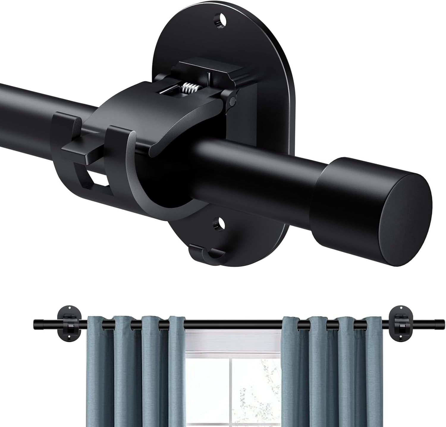 Curtain Rods for Windows No Drilling 30 to 45 Inch, 5/8 Inch Diameter Drapery Ro