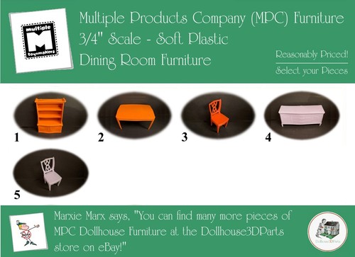 MPC Vintage Dollhouse Furniture, 1960s Style, 3/4" Scale